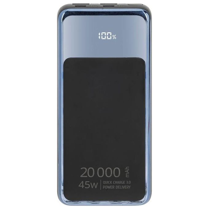 Rivacase VA1075 Power Bank 20000 mAh 45W USB-C QC PD per Smartphone Laptop colore Nero Blu