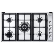 De Longhi PLI 59 GHD Linea Professional Piano cottura a Gas 5 Fuochi Griglie in Ghisa Bruciatore Tripla Corona 90 cm Acciaio Inox