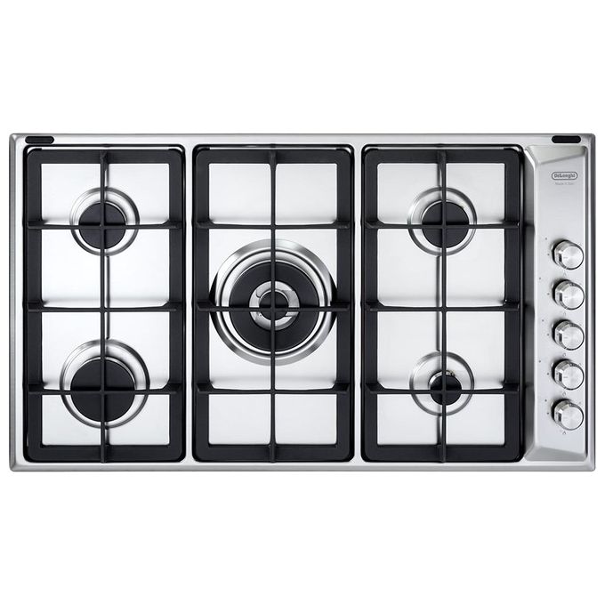 De Longhi PLI 59 GHD Linea Professional Piano cottura a Gas 5 Fuochi Griglie in Ghisa Bruciatore Tripla Corona 90 cm Acciaio Inox