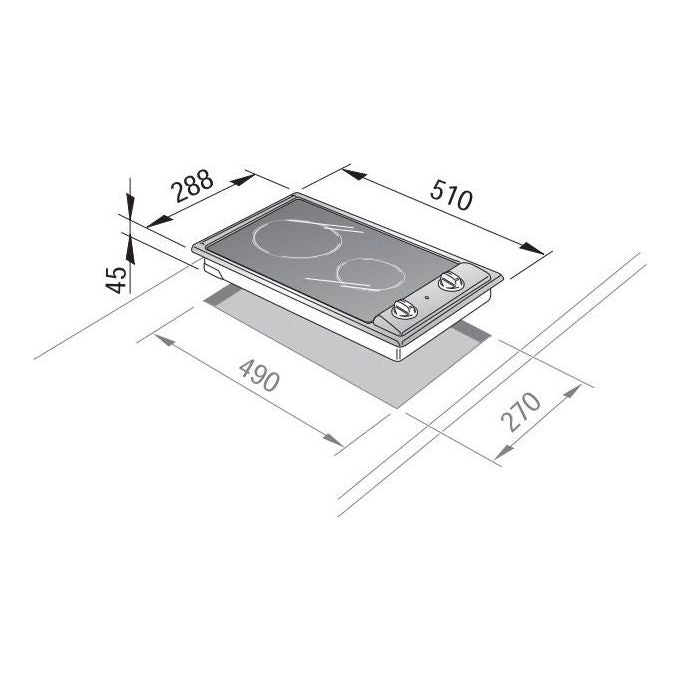 De Longhi AVI 23-2 Linea Domino Piano Cottura Radiante in Vetroceramica 2 Piastre 30 cm Acciaio inox