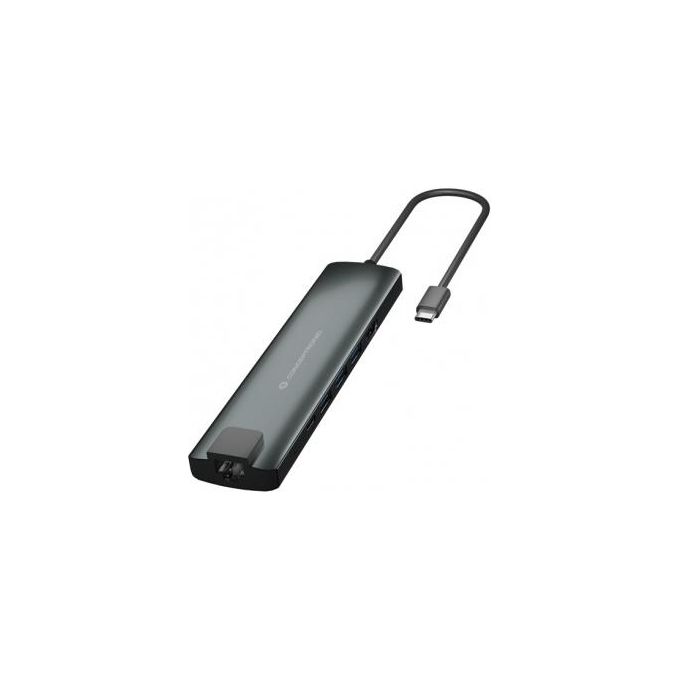 Conceptronic DONN06G Hub USB-C 9 in 1 USB 3.2 Gen 1 HDMI 4K Ethernet RJ-45 PD 60W Lettore SD colore Nero Argento