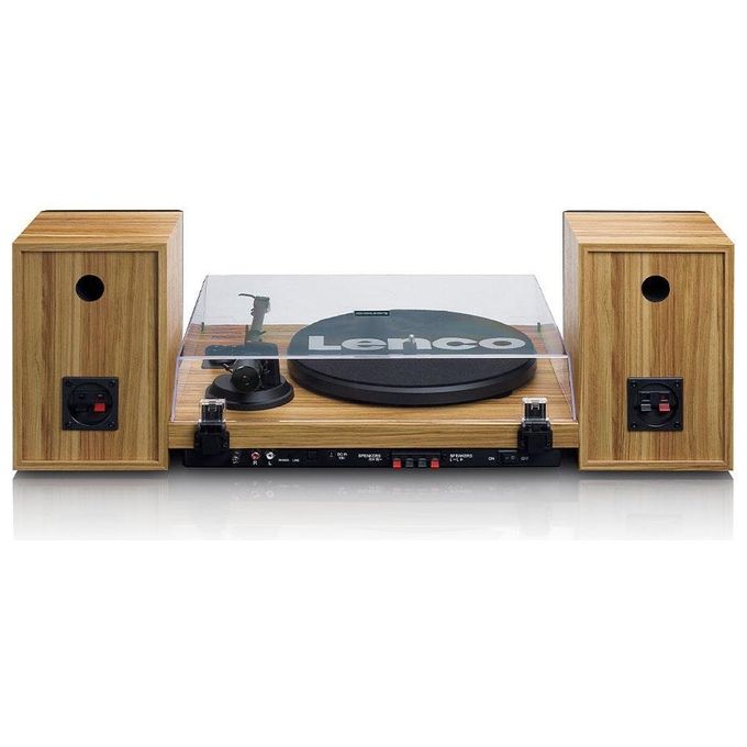 Lenco Giradischi Wood Ls-500 Con 2 Diffusori Separati Bluetooth 2x30 Watt