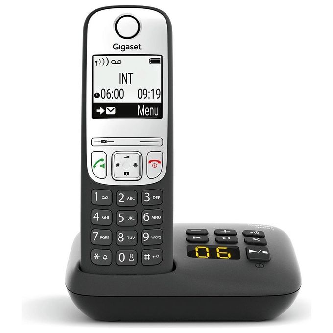 Gigaset S30852-H2830-B101 A690A Telefono Cordless Analogico con Segreteria Telefonica Vivavoce ECO DECT colore Nero