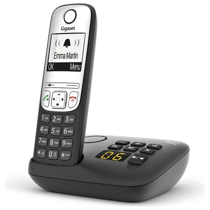 Gigaset S30852-H2830-B101 A690A Telefono Cordless Analogico con Segreteria Telefonica Vivavoce ECO DECT colore Nero