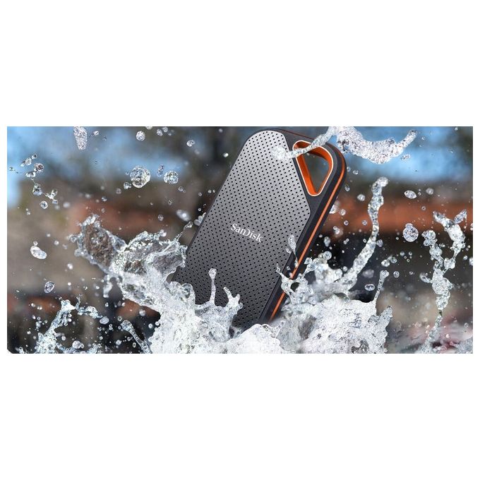 SanDisk SDSSDE81-1T00-G25 Extreme PRO Portable V2 SSD Esterno NVMe USB 3.2 Gen 2x2 1TB 2000 MB-s Crittografia 256-bit AES IP65 colore Nero
