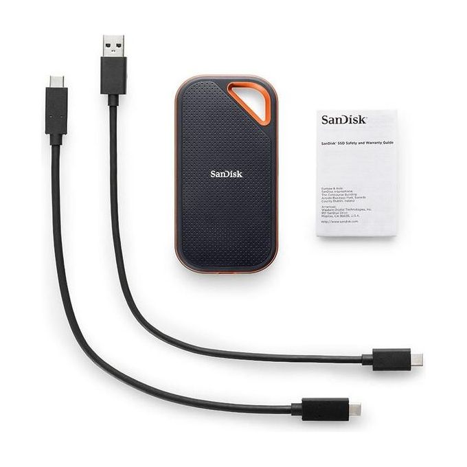 SanDisk SDSSDE81-2T00-G25 Extreme PRO SSD Portatile NVMe 2TB Velocita' 2000 MB-s USB-C IP65 Crittografia Hardware colore Nero