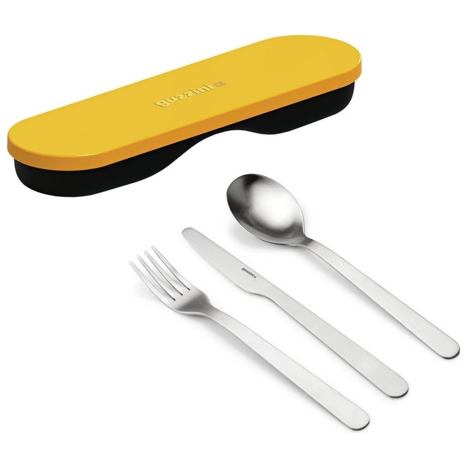 Guzzini On The Go Posate da Viaggio Spalvieri e Del Ciotto 19x5,5x2cm Giallo