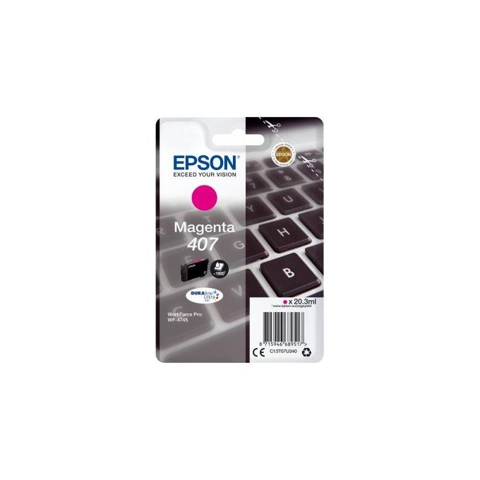 Epson C13T07U340 407 Cartuccia d'Inchiostro XL Originale 38,1 ml 1900 pagine colore Magenta