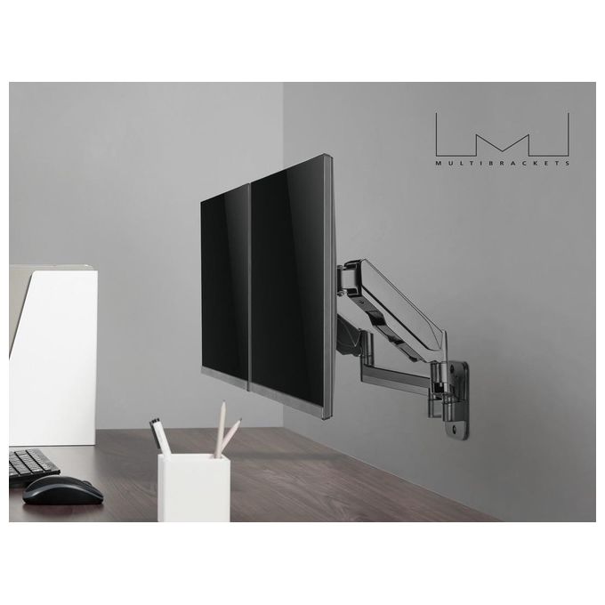 Multibrackets 0037 M Monitormount Wall Basic Dual Supporto Monitor a Parete Doppio 17'' 32'' VESA 75x75 100x100 16 Kg colore Nero