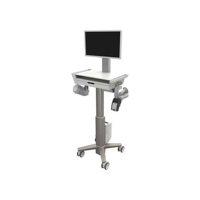 Ergotron C50-3510-0 CareFit Slim 2.0 Carrello Multimediale Medico con Cassetto 1 Regolabile in Altezza VESA 75x75 100x100 mm Ruote Girevoli colore Grigio Bianco