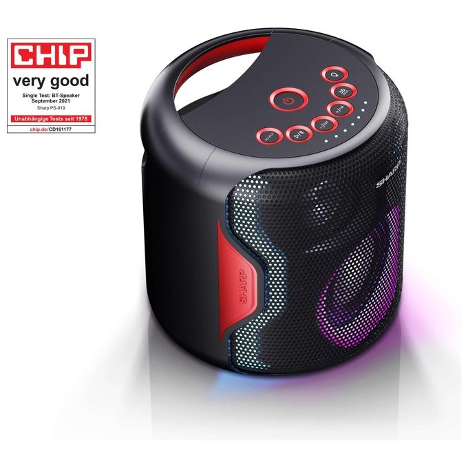 Sharp PS-919(BK) Altoparlante per Feste Bluetooth 130 W IPX5 TWS 14 ore di riproduzione batteria integrata LED lampeggiante colore Nero
