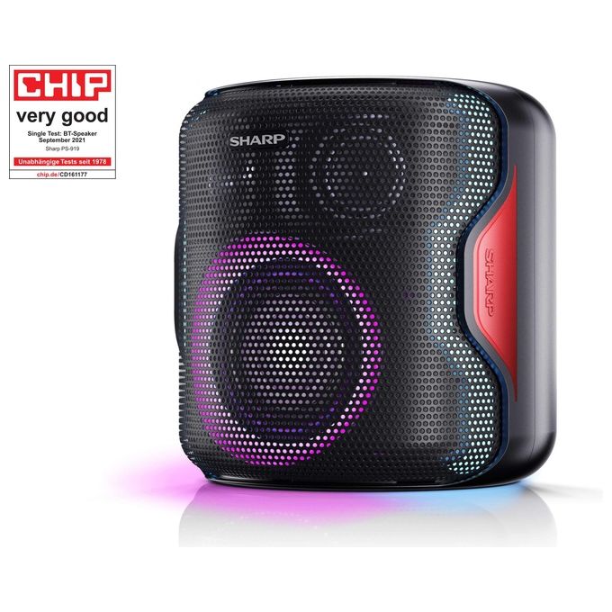 Sharp PS-919(BK) Altoparlante per Feste Bluetooth 130 W IPX5 TWS 14 ore di riproduzione batteria integrata LED lampeggiante colore Nero