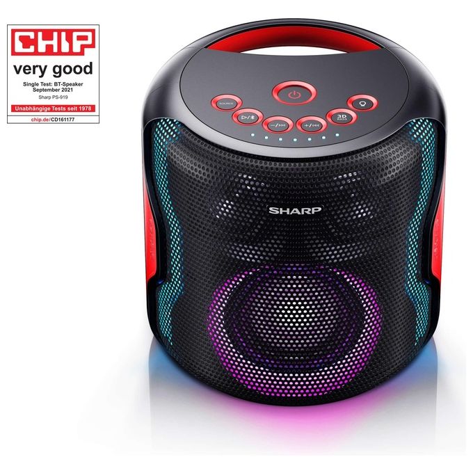 Sharp PS-919(BK) Altoparlante per Feste Bluetooth 130 W IPX5 TWS 14 ore di riproduzione batteria integrata LED lampeggiante colore Nero