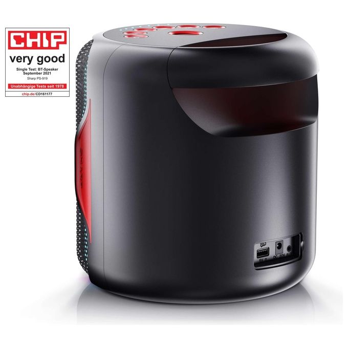 Sharp PS-919(BK) Altoparlante per Feste Bluetooth 130 W IPX5 TWS 14 ore di riproduzione batteria integrata LED lampeggiante colore Nero