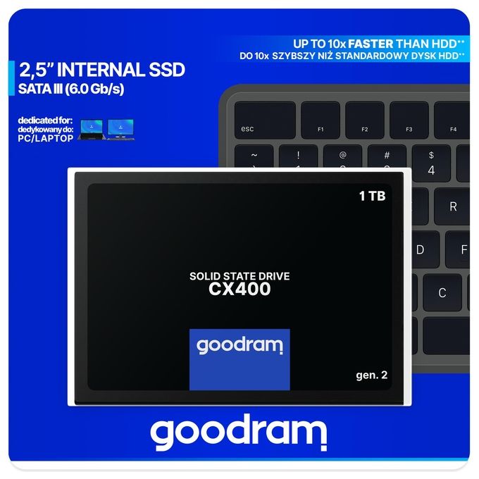 Goodram 14879166 CX400 Gen.2 SSD SATA III 2,5'' 1TB 3D TLC NAND colore Nero