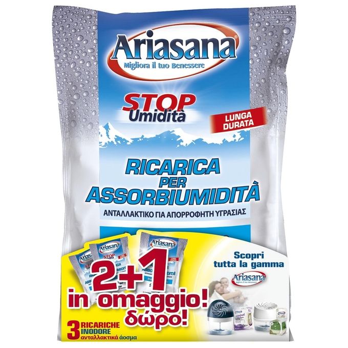 Henkel Ricarica Sale Assorbiumidita' Confezione 3 Buste da 450gr Inodore Ariasana