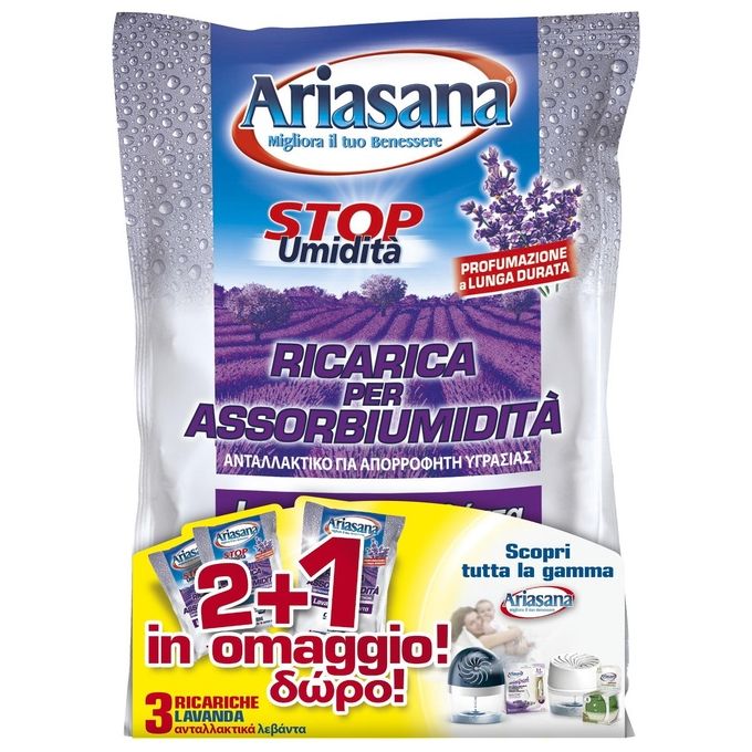 Henkel Ricarica Sale Assorbiumidita' Confezione 3 Buste da 450gr Lavanda Ariasana