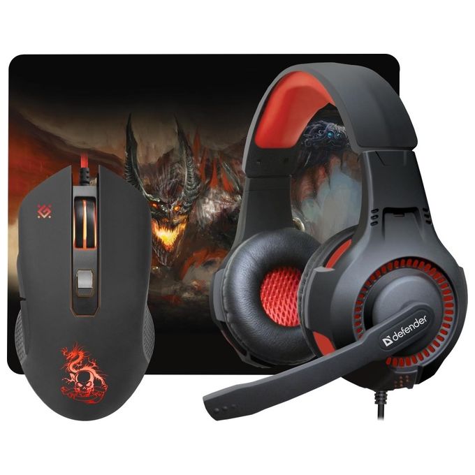 Defender Devourer Mhp-006 Gaming Set di Cuffie da Gioco Mouse e Tappetino per il Mouse