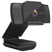 Conceptronic AMDIS02B Webcam 5 MP Risoluzione 2592 x 1944 Pixel USB 2.0 con Microfono Incorporato e Messa a Fuoco Automatica colore Nero
