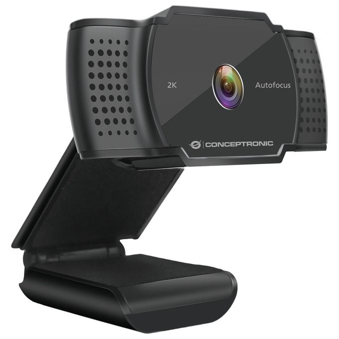 Conceptronic AMDIS02B Webcam 5 MP Risoluzione 2592 x 1944 Pixel USB 2.0 con Microfono Incorporato e Messa a Fuoco Automatica colore Nero