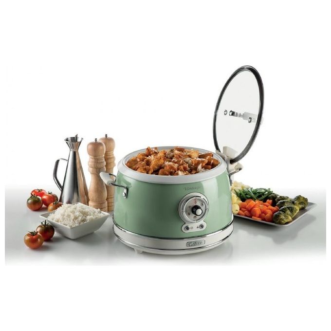 Ariete 2904 Vintage Cuociriso e Slow Cooker 3,5 L 700 W 5 Funzioni Bowl in Ceramica colore Verde