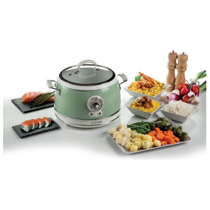 Ariete 2904 Vintage Cuociriso e Slow Cooker 3,5 L 700 W 5 Funzioni Bowl in Ceramica colore Verde