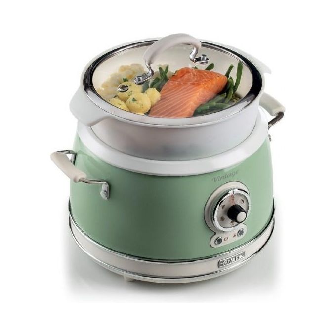 Ariete 2904 Vintage Cuociriso e Slow Cooker 3,5 L 700 W 5 Funzioni Bowl in Ceramica colore Verde