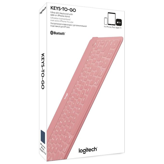 Logitech 920-010041 Keys-To-Go Tastiera Bluetooth QWERTY Italiano per iPhone iPad Apple TV colore Rosa