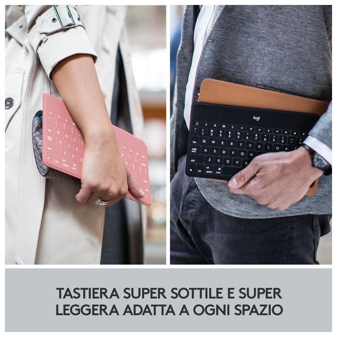 Logitech 920-010041 Keys-To-Go Tastiera Bluetooth QWERTY Italiano per iPhone iPad Apple TV colore Rosa