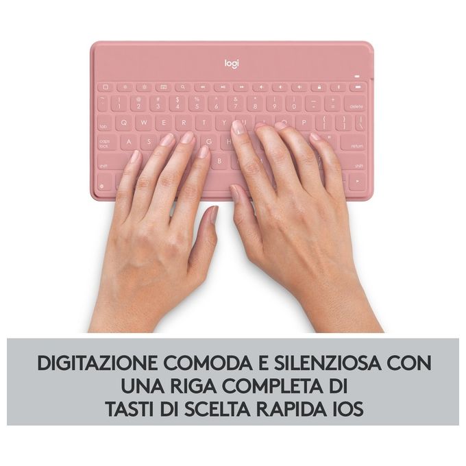 Logitech 920-010041 Keys-To-Go Tastiera Bluetooth QWERTY Italiano per iPhone iPad Apple TV colore Rosa