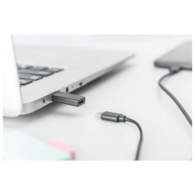 Digitus AK-300524-000-S Adattatore USB A Maschio a USB-C Femmina USB 3.0 5 Gbit-s 15W Alluminio colore Nero