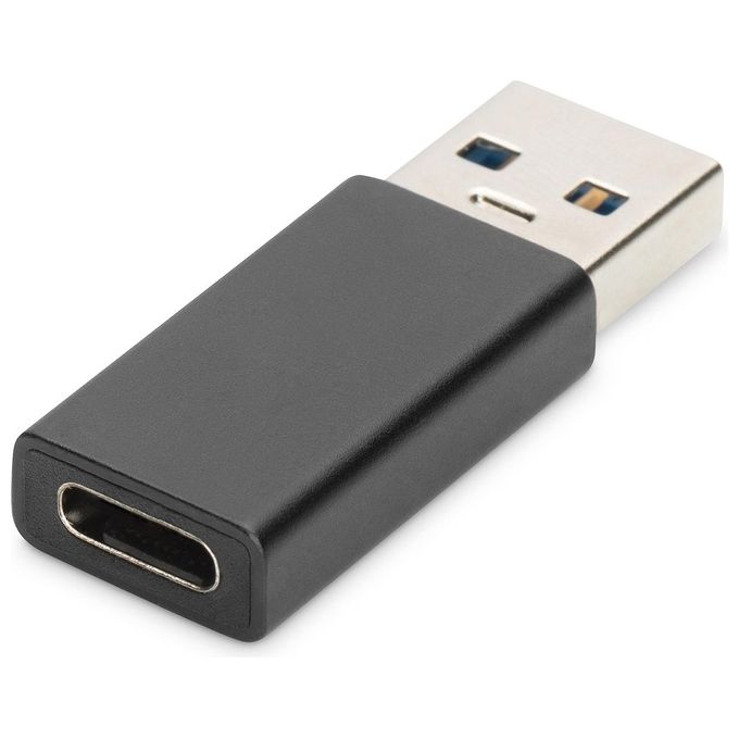 Digitus AK-300524-000-S Adattatore USB A Maschio a USB-C Femmina USB 3.0 5 Gbit-s 15W Alluminio colore Nero