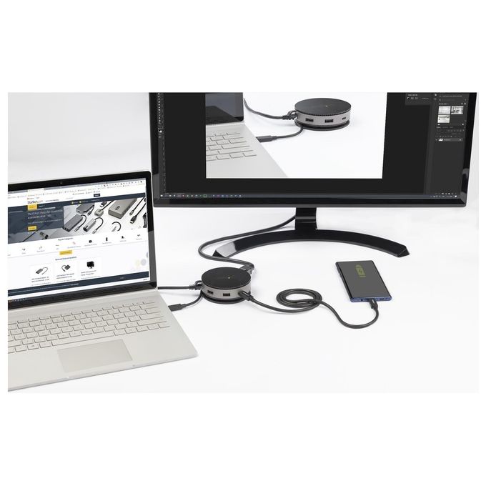 StarTech DKT31CHDVCM Mini Docking Station USB-C HDMI DisplayPort 4K 60Hz VGA 75W Power Delivery 3x USB 3.2 Gigabit Ethernet colore Nero