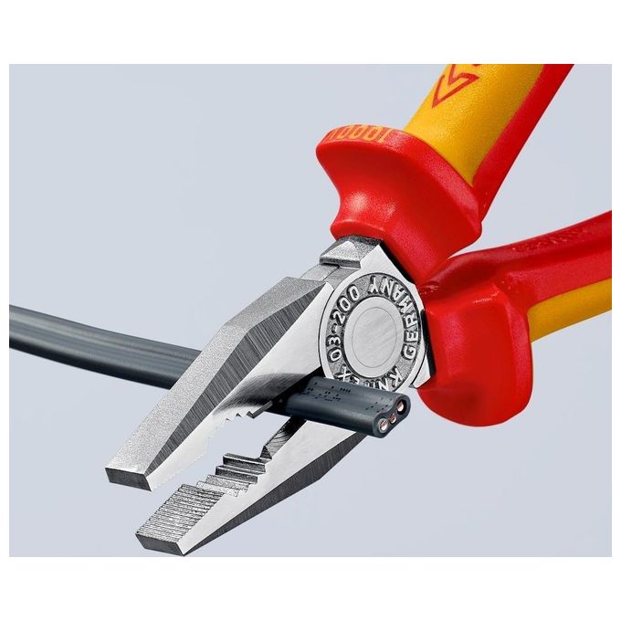 Knipex 03 06 200 Tenaglia Combinata Cromata Isolata VDE 200 mm manici bicomponente colore Cromo