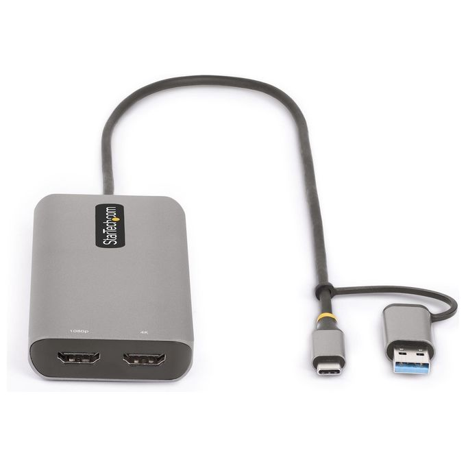 StarTech.com 167B-USBC-MULTIPORT Adattatore Multiporta USB-C Doppio HDMI 4K30Hz Hub USB-A 3 Porte 5Gbps Cavo 40 cm colore Argento