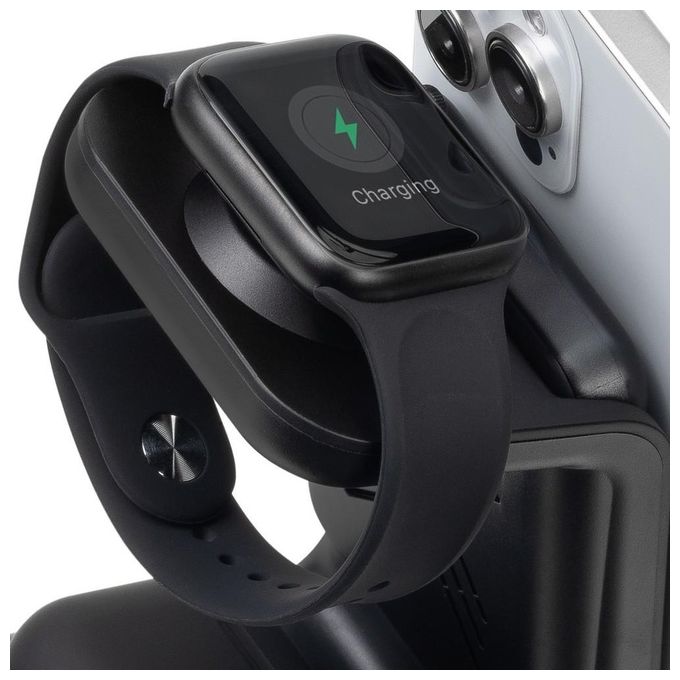 Rivacase VA4917 Caricabatterie Wireless Qi 3 in 1 MagSafe 15W Power Bank 5000 mAh Ricarica Rapida QC PD 20W colore Nero