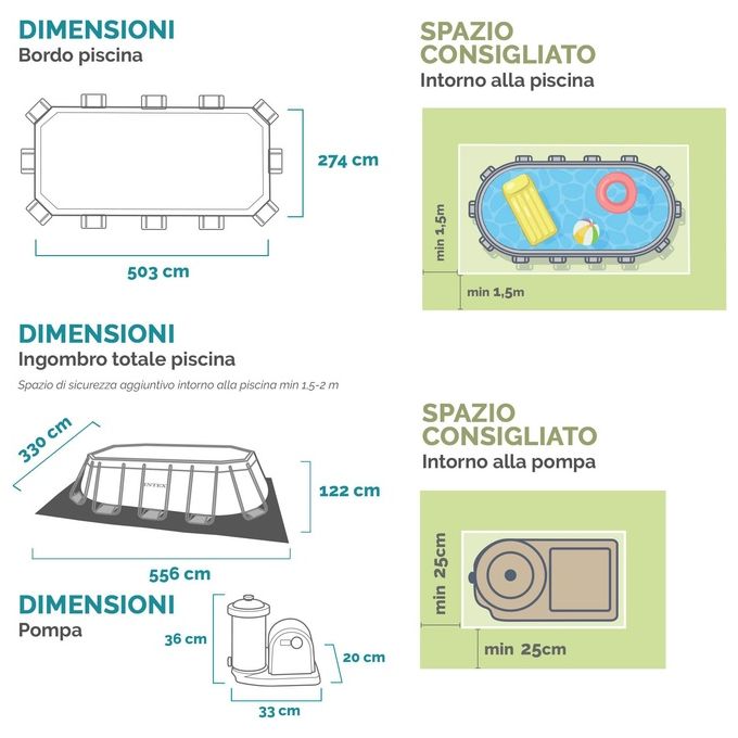 Intex 26796 Piscina Prisma Metal Frame Ovale Filtro A3 503X274X122