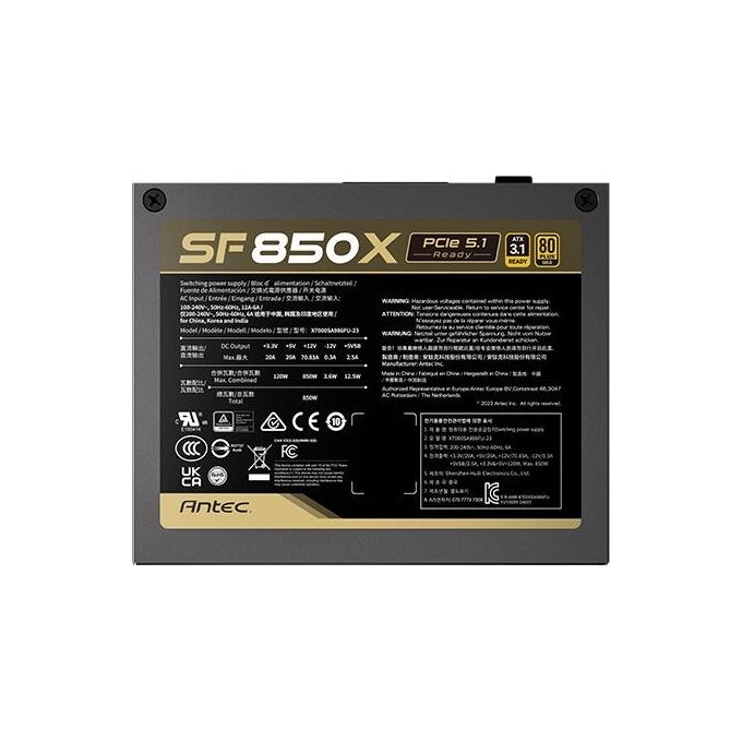 Antec 0-761345-20027-1 SF850X Alimentatore 850 W 80 PLUS Gold Completamente Modulare ATX 3.1 colore Nero