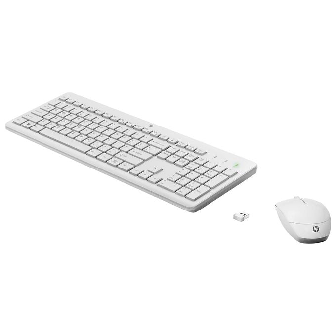 HP 3L1F0AA 230 Kit Tastiera e Mouse Wireless Full Size RF 2.4 GHz Mouse 1600 DPI colore Bianco