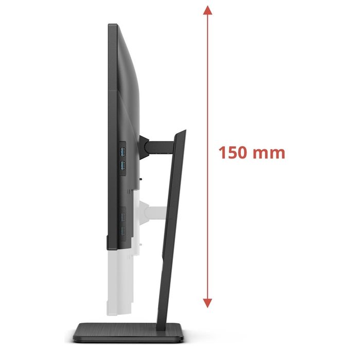 AOC U27E3UF Monitor PC 27'' IPS 4K UHD 3840x2160 60 Hz Adaptive Sync Altoparlanti Hub USB 3.2 Regolazione Altezza colore Nero