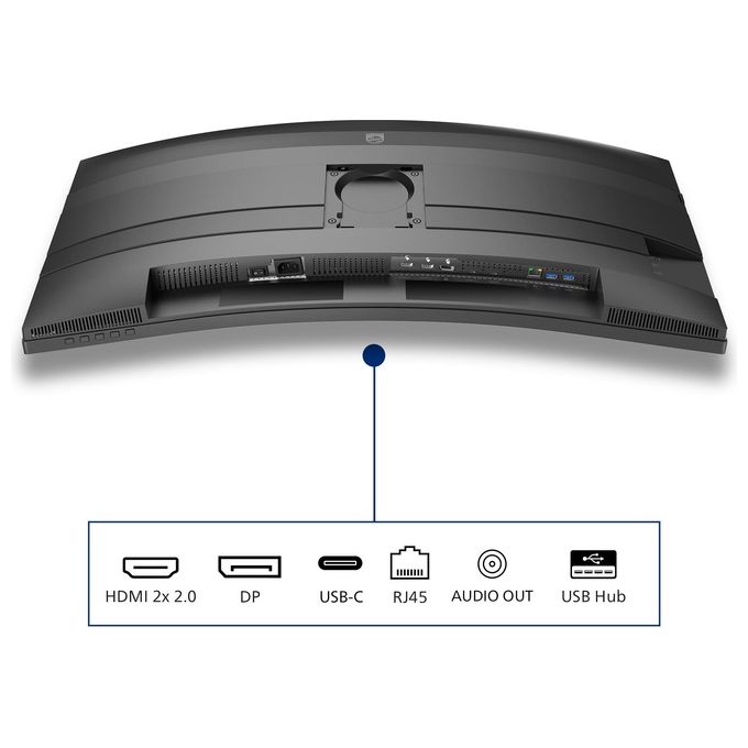 Philips 34B2U5600C 5000 Series Monitor PC Curvo 34'' UWQHD 3440x1440 120Hz VA USB-C 100W RJ45 Hub USB KVM colore Grigio
