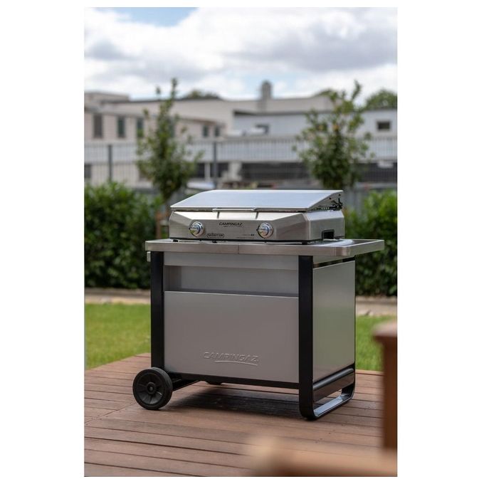 Campingaz 2000036959 Deluxe Trolley Carrello Barbecue Attitude e Plancha 2 Ripiani Estraibili 22 Kg colore Grigio