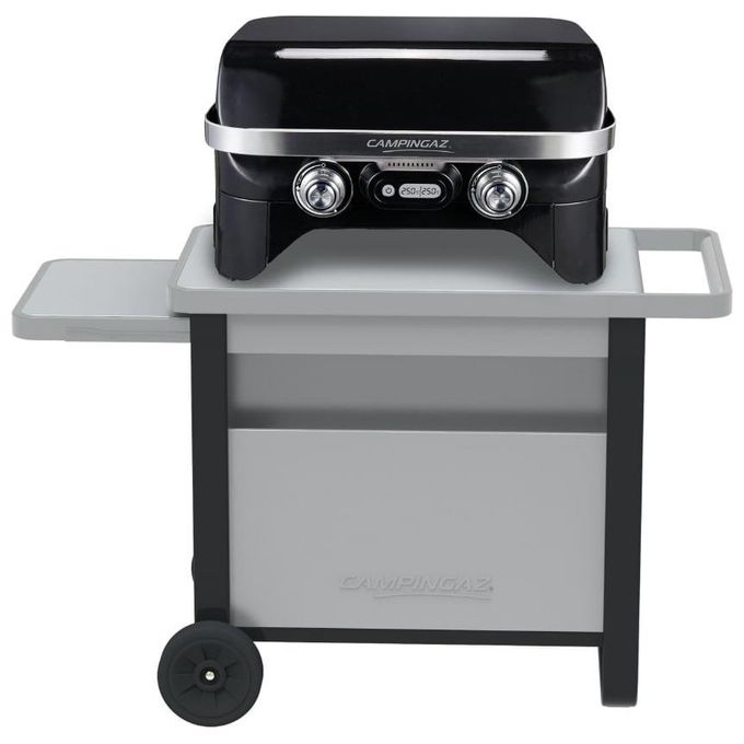 Campingaz 2000036959 Deluxe Trolley Carrello Barbecue Attitude e Plancha 2 Ripiani Estraibili 22 Kg colore Grigio