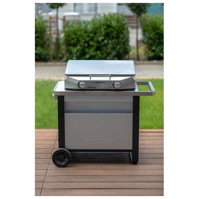 Campingaz 2000036959 Deluxe Trolley Carrello Barbecue Attitude e Plancha 2 Ripiani Estraibili 22 Kg colore Grigio
