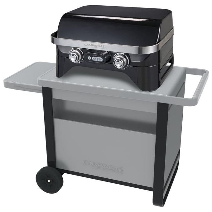 Campingaz 2000036959 Deluxe Trolley Carrello Barbecue Attitude e Plancha 2 Ripiani Estraibili 22 Kg colore Grigio
