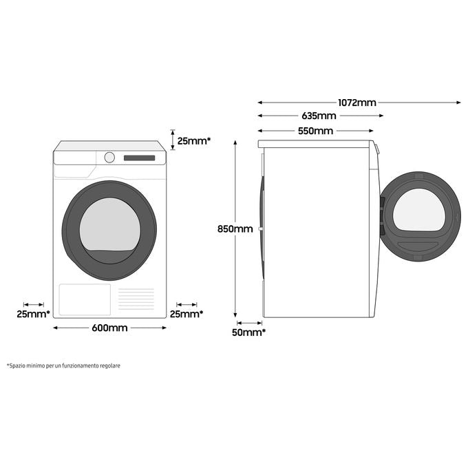 Samsung WW90T534DTW-S3 - Lavatrice a carica frontale 9 kg, 1400 rpm, Classe A, AI Control, Ecodosatore, Vapore Igienizzante, (85x60x55 cm), Bianco