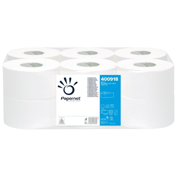 Papernet Confezione 12 Carta Igienica Jumbo Mini Spe 2 Veli Micro Goffrata