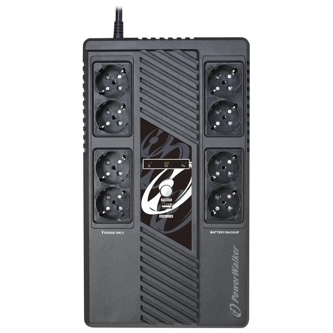 PowerWalker 10121160 VI 600 MS Gruppo di Continuita' UPS Line-Interactive 600VA 360W 8 Prese Schuko AVR USB