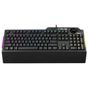 ASUS TUF Gaming K1 Tastiera Gaming USB, Membrana, RGB a 5 Zone, Rollover a 19 Tasti, Manopola Volume, Resistente ai Liquidi, Barra Luminosa Laterale, Macro Programmabili, Layout Italia, Nero