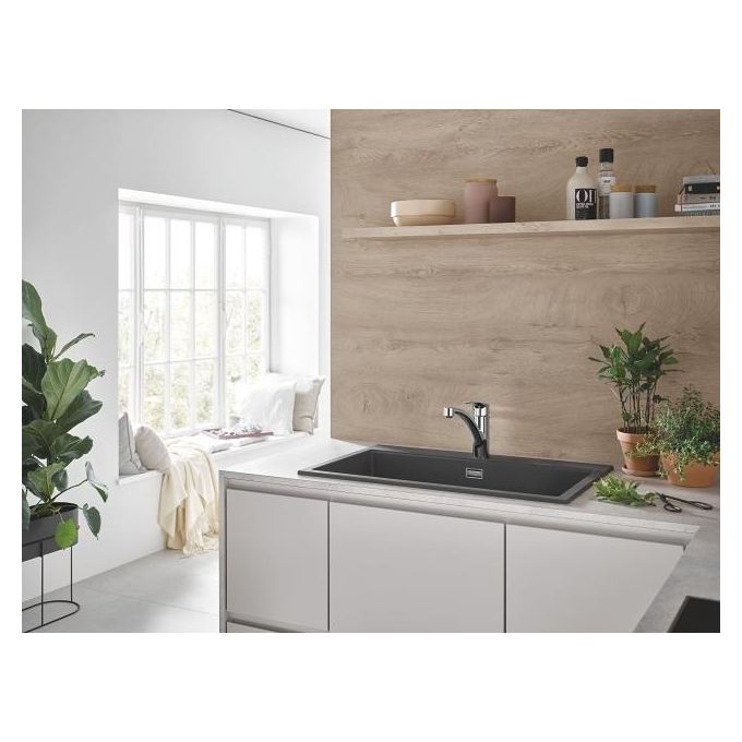 Grohe 33281003 Eurosmart Miscelatore Lavello Monocomando Canna Bassa Monoforo Ugello Girevole 140° SilkMove colore Cromo